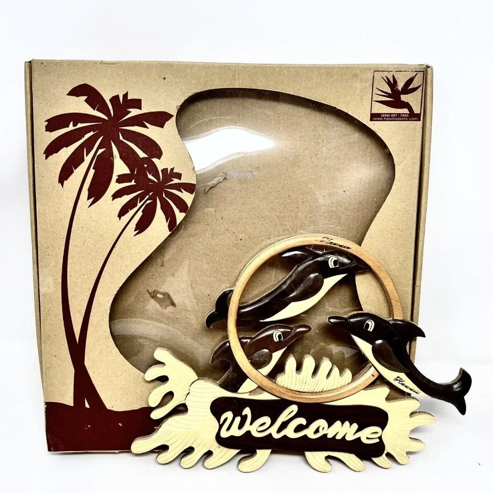 Hawaii Welcome Dolphin Wall Art of Mixed Woods 3D Dimensional - NEW‎